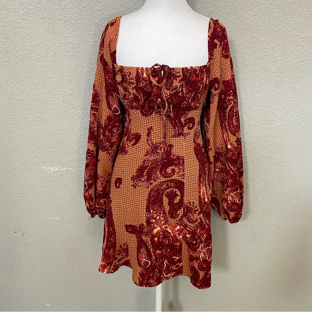 Urban Outfitters Rust and Burgundy Smocked Dress